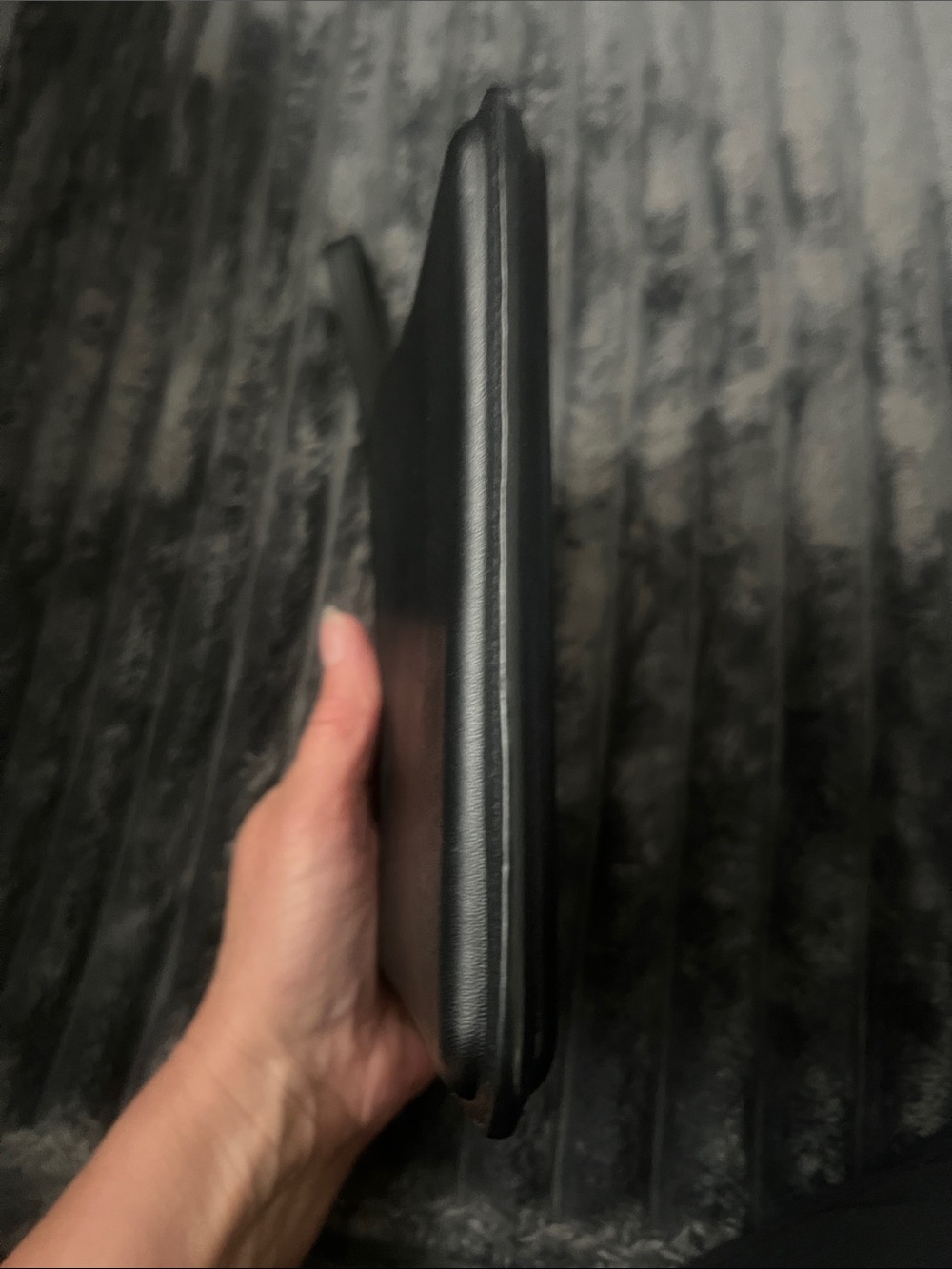 Luana Black Leather Wristlet Wallet with Gold Hardware